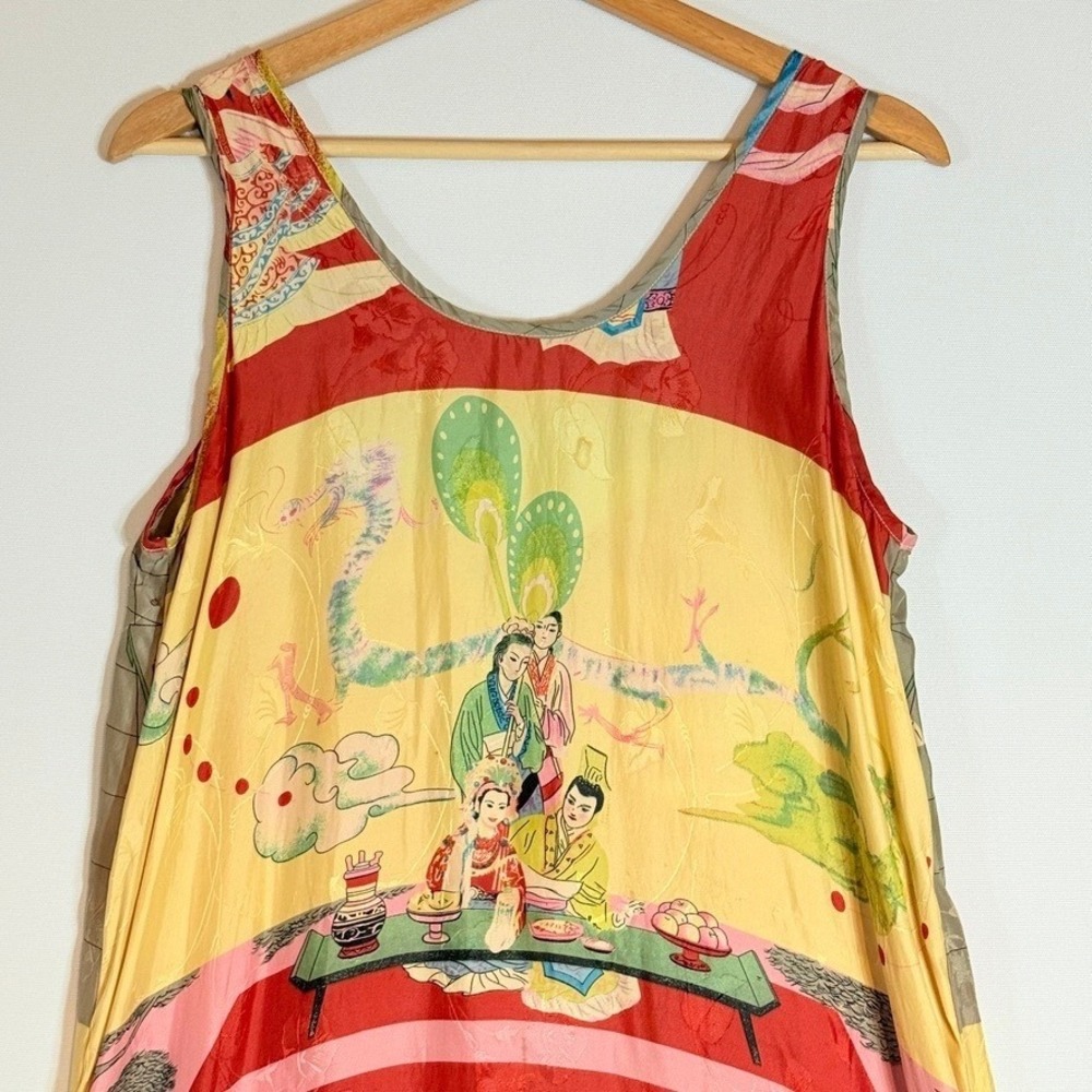 Vintage Citron Santa Monica Womens Medium Asian Artsy Maxi Dress Avant Garde - Picture 2 of 8